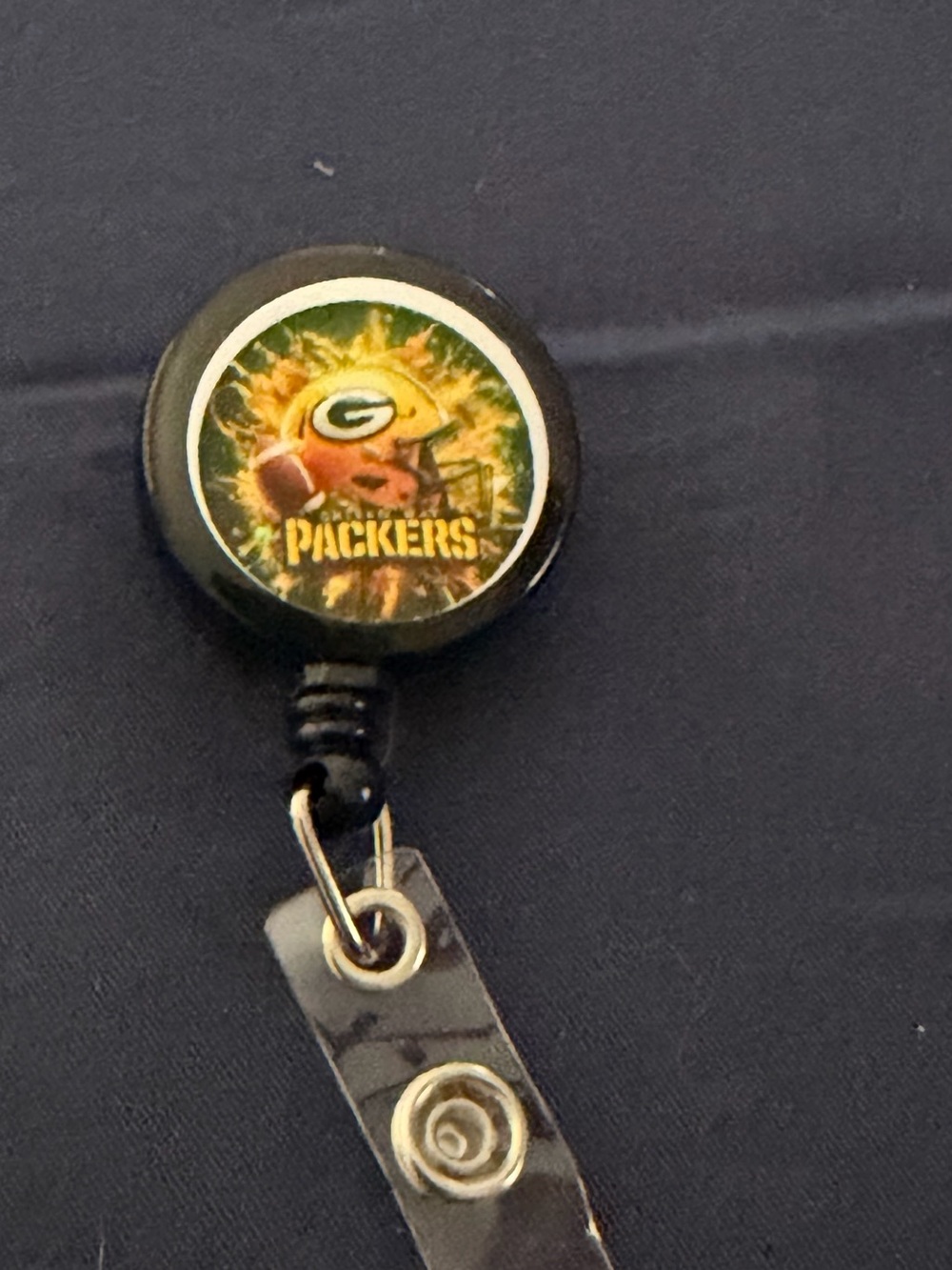 Green Bay Packers Black Retractable Badge Reel